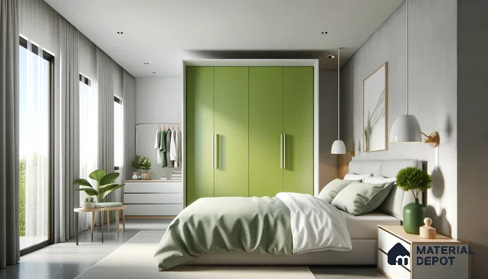 Vibrant Modern Bedroom with Bold Accents and Streamlined Design | Material Depot