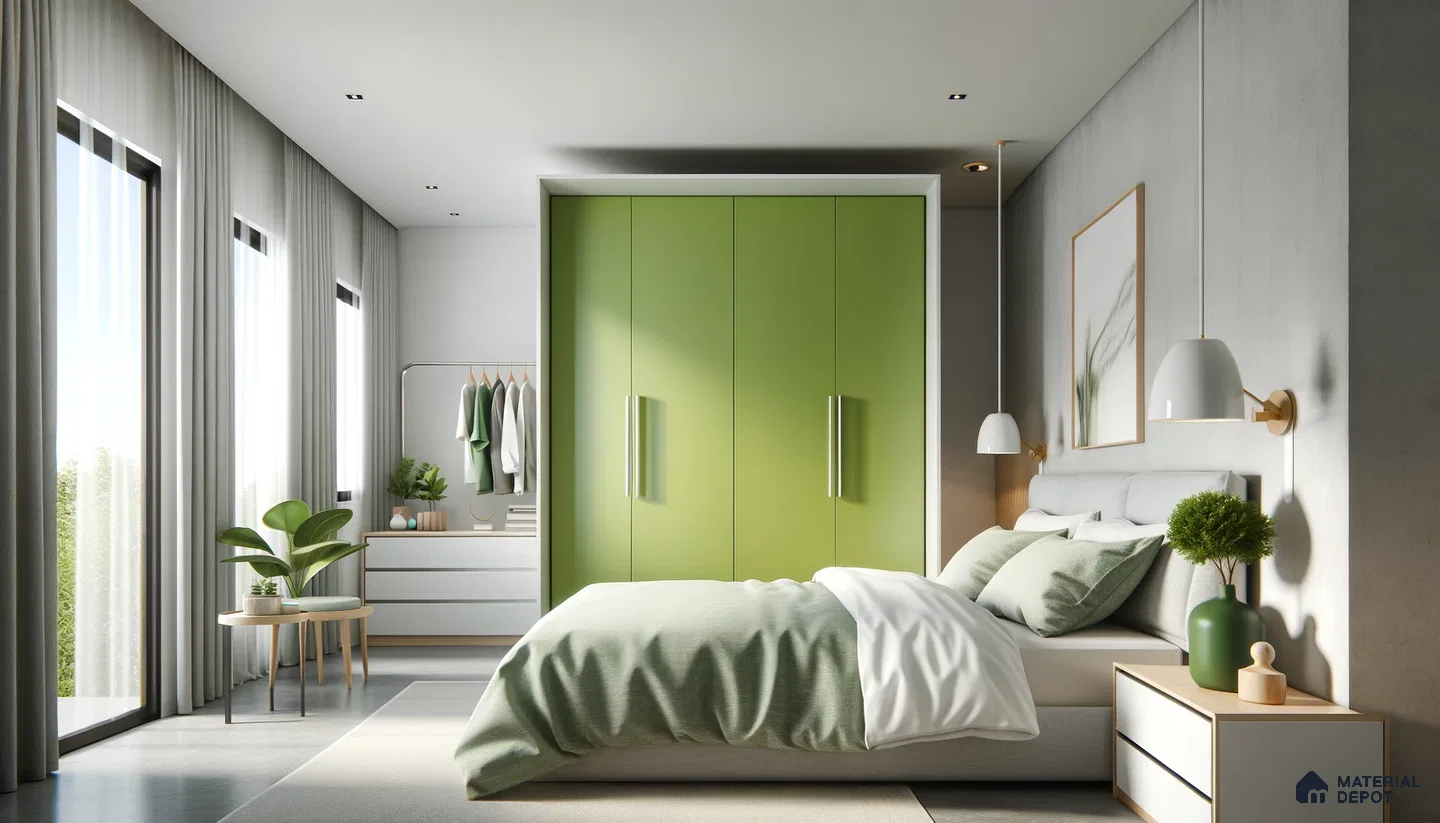 Vibrant Modern Bedroom with Bold Accents and Streamlined Design | Material Depot