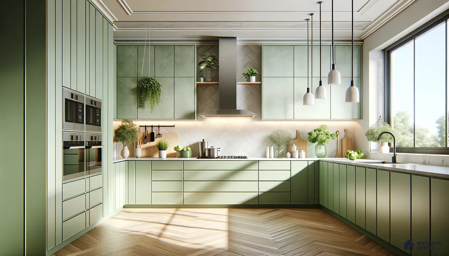 Vibrant Modern Kitchen bringing in the fresh green spring | Material Depot
