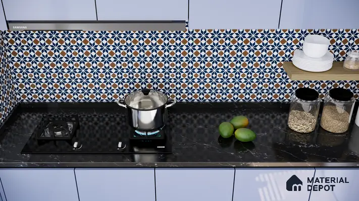 Moroccan Tile TL 05178 B Zellige Monochrome Blue Multi Colour 1 ft x 1 ft Vitrified Matte Finish - 9 mm | Suitable for Kitchen, Bathroom, Balcony Floor & Wall | Please Expect a Slight Variation of Pattern