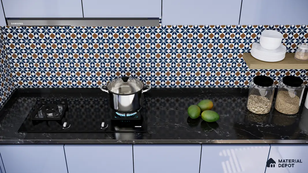 Moroccan Tile TL 05178 B Zellige Monochrome Blue Multi Colour 1 ft x 1 ft Vitrified Matte Finish - 9 mm | Suitable for Kitchen, Bathroom, Balcony Floor & Wall | Please Expect a Slight Variation of Pattern