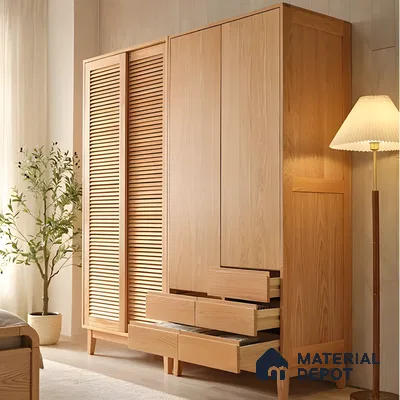 Wabi-Sabi Inspired Wardrobe with Slatted Doors | Material Depot