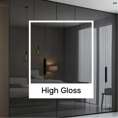 Closeup application image of Wardrobe containing High Gloss/Glossy Finish Laminates