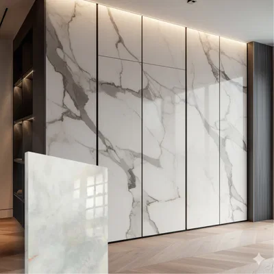 Closeup application image of Wardrobe containing Marble Laminates