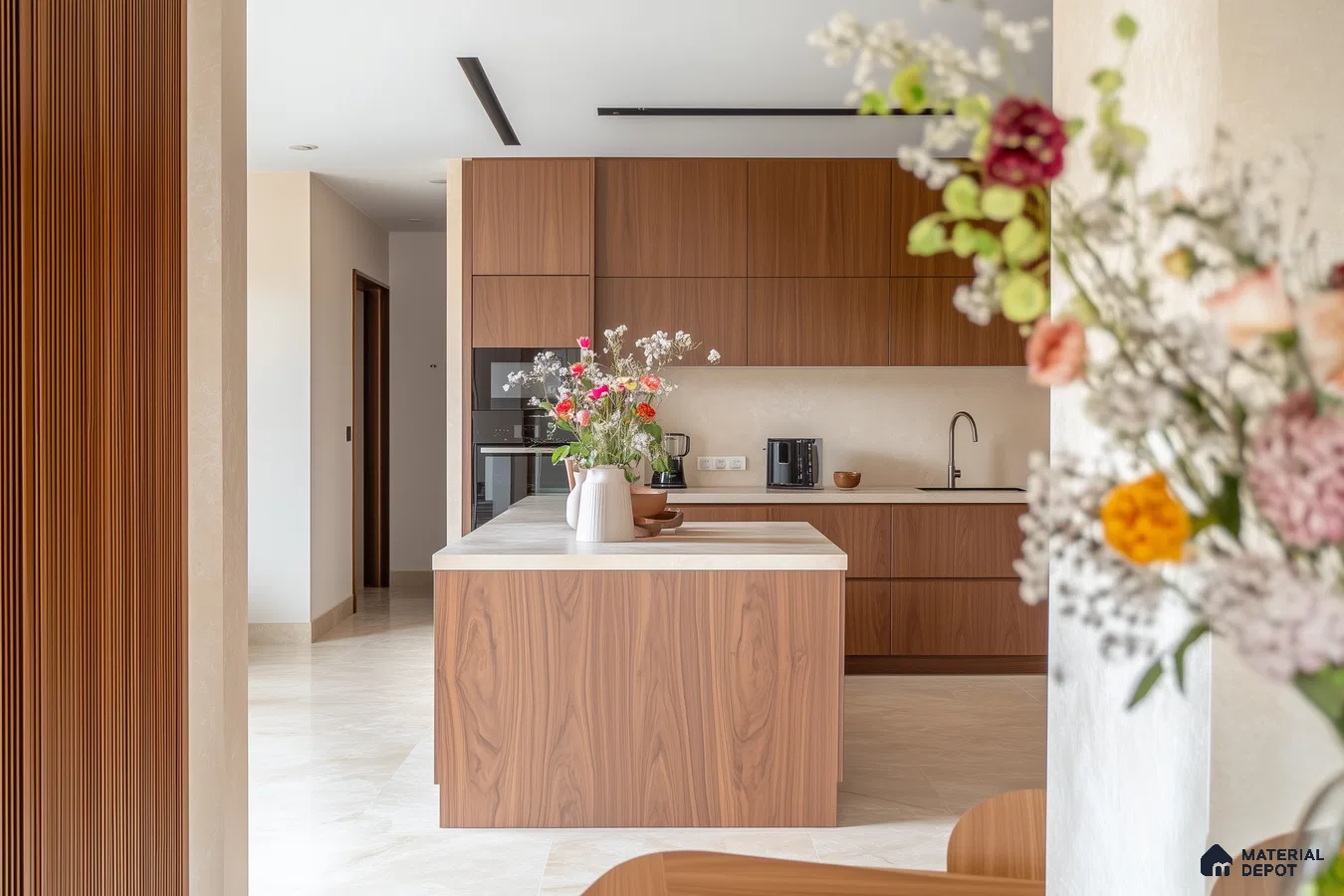 Warm and Inviting Modern Kitchen with Wood Accents | Material Depot