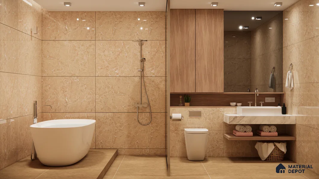 TL 02159 Midas Beige 1200x600 mm Random Face Endless Glossy Finish Vitrified Wall & Floor Tile - 9 mm