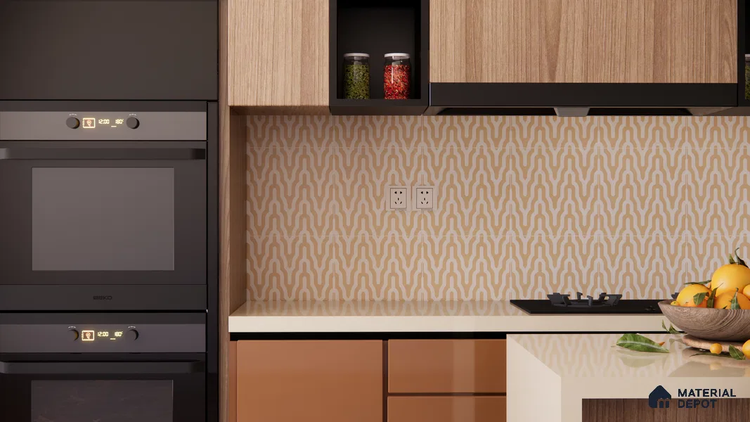 Moroccan Floor & Wall Tile TL 05087 B Bauhaus Ivory Sunset 1 ft x 1 ft Ceramic Matte Finish - 9 mm | Suitable for Bathroom, Kitchen,  Balcony | Please Expect a Slight Variation of Pattern