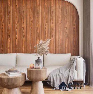 Brown Wooden Louver PN 00412 10 ft x 12 inch PVC Panel - 8 mm | Suitable for Feature Wall, TV Unit & Living Room | Width is Subjected to 5% Variation