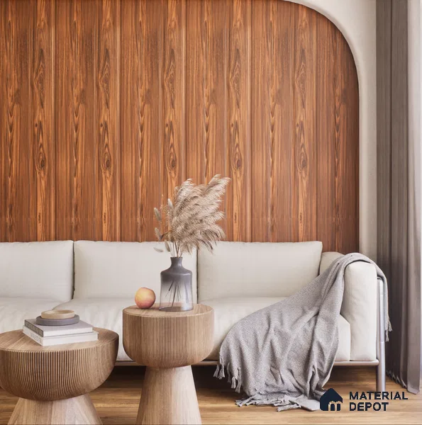 Brown Wooden Louver PN 00412 10 ft x 12 inch PVC Panel - 8 mm | Suitable for Feature Wall, TV Unit & Living Room | Width is Subjected to 5% Variation