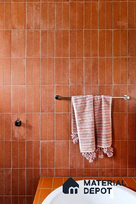 Warm Terracotta Basin Wall in Bathroom | Material Depot