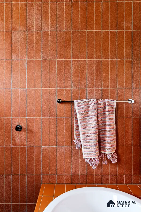 Warm Terracotta Basin Wall in Bathroom | Material Depot