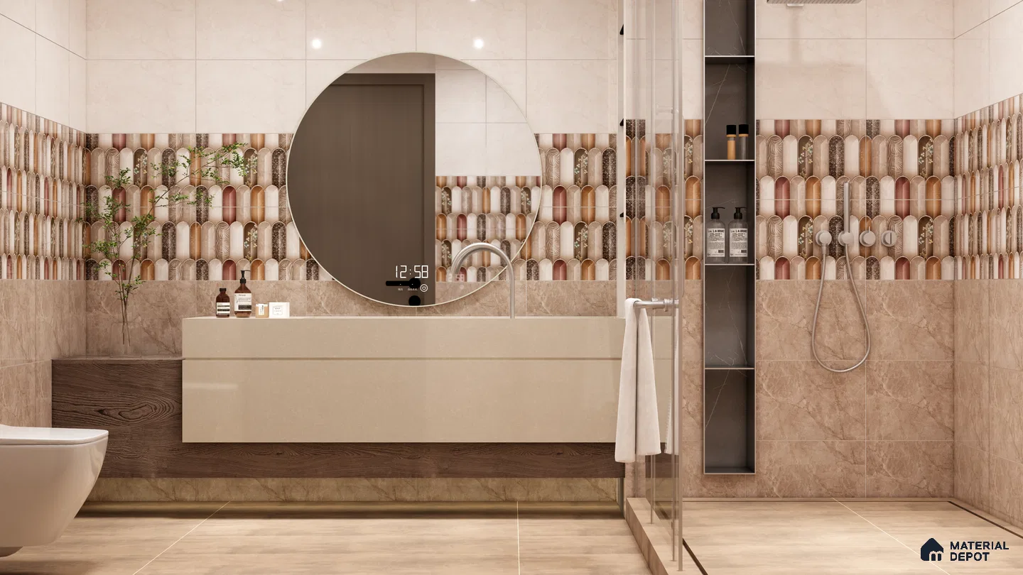 Subway-Style Highlighter Tiles for a Modern Luxe Bathroom | Material Depot