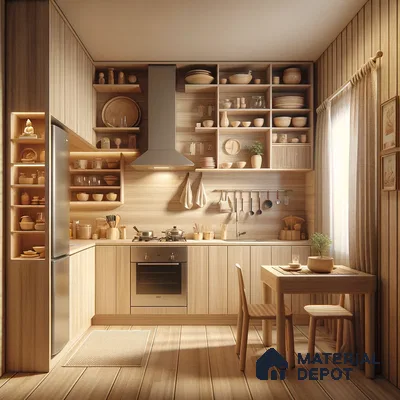 Warm Wood Tones Define Traditional Kitchen Space Creating Cozy Nook | Material Depot