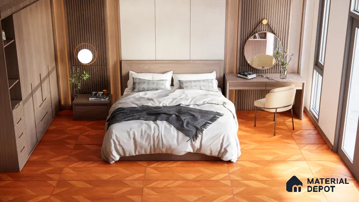 Wood Floor & Wall Tile TL 06118 B Parquet Teak 4 ft x 2 ft Vitrified Matte Finish - 9 mm | 4 Random Design | Suitable For Living Room, Bedroom, Bathroom, Kitchen