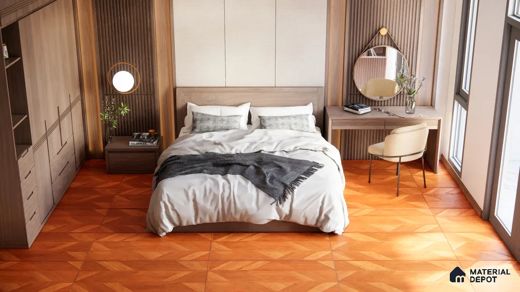 Wood Floor & Wall Tile TL 06118 B Parquet Teak 4 ft x 2 ft Vitrified Matte Finish - 9 mm | 4 Random Design | Suitable For Living Room, Bedroom, Bathroom, Kitchen