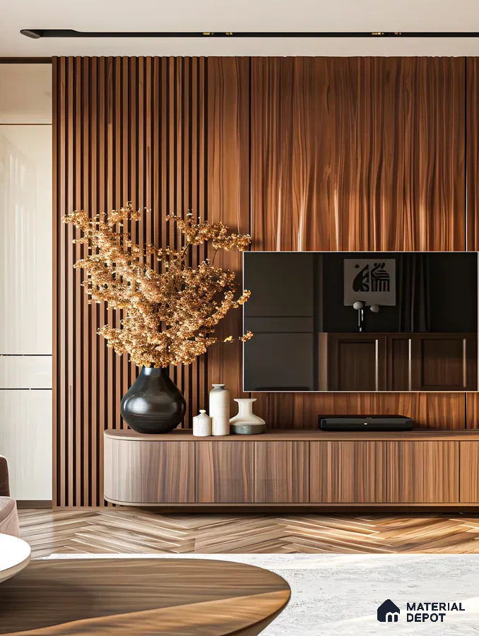 Warm Wooden Haven: A Contemporary TV Unit | Material Depot