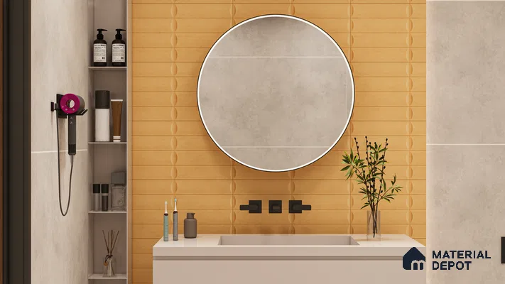Faux Subway Wall Tile TL 05753 B Tones Ridge Caramel 1 ft x 1 ft Ceramic Matte Finish - 9 mm | Suitable For Kitchen, Bathroom, Dining Area | Please Expect a Slight Variation of Pattern