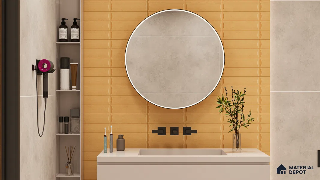 Faux Subway Wall Tile TL 05753 B Tones Ridge Caramel 1 ft x 1 ft Ceramic Matte Finish - 9 mm | Suitable For Kitchen, Bathroom, Dining Area | Please Expect a Slight Variation of Pattern