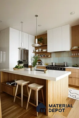 Well Modern Kitchen With Subway Backsplash | Material Depot