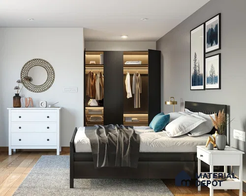 Modern 3-Door Wardrobe in Wenge Finish.