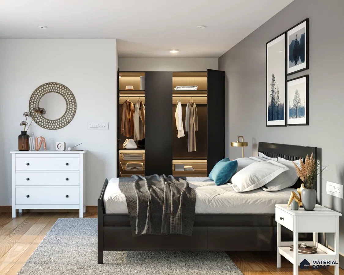 Modern 3-Door Wardrobe in Wenge Finish.