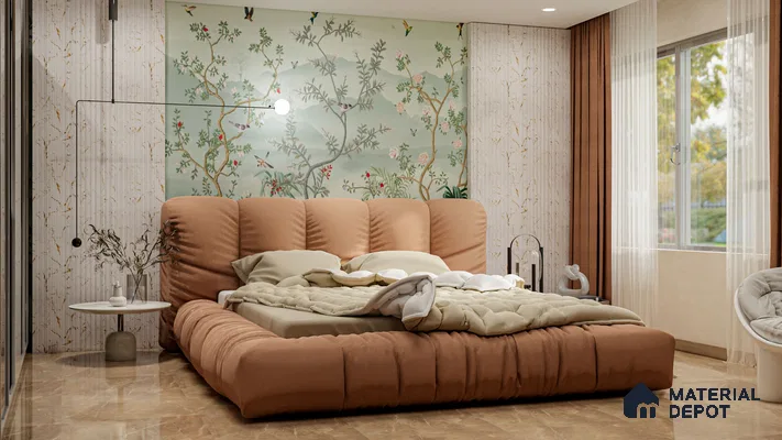 Whispering Garden Hillscape Artistic Charm Designer | WP 03964 Non Woven Matte Finish Chinoiserie Style Premium Customized size Wallpaper | 150 GSM WP01MTF Paper | (MOQ = 30 Sq. Ft.)
