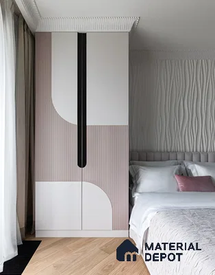White and Pink Fluted Wardrobe and Curved Panels | Material Depot