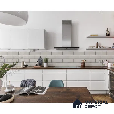 White, Brown, and Blue Kitchen sanctuary Contemporary Melody | Material Depot