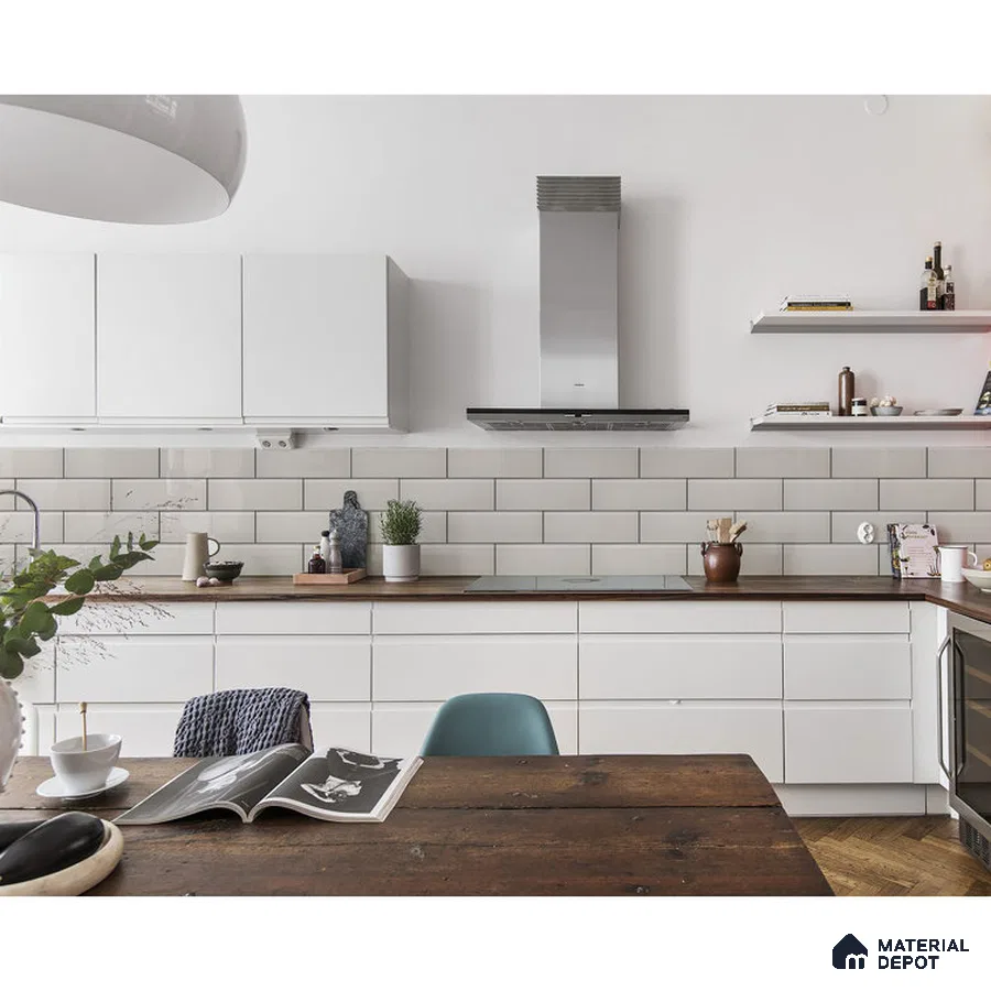 White, Brown, and Blue Kitchen sanctuary Contemporary Melody | Material Depot
