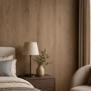 Wooden design wallpaper used in the Living Room Wall