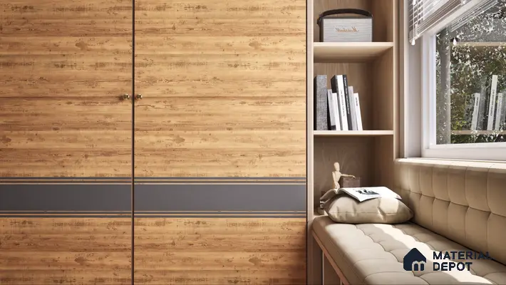 Patterned Backsplash with Wooden Laminate Cabinets for Modern Kitchen Design | Material Depot