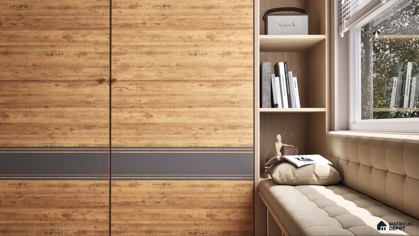 Patterned Backsplash with Wooden Laminate Cabinets for Modern Kitchen Design | Material Depot