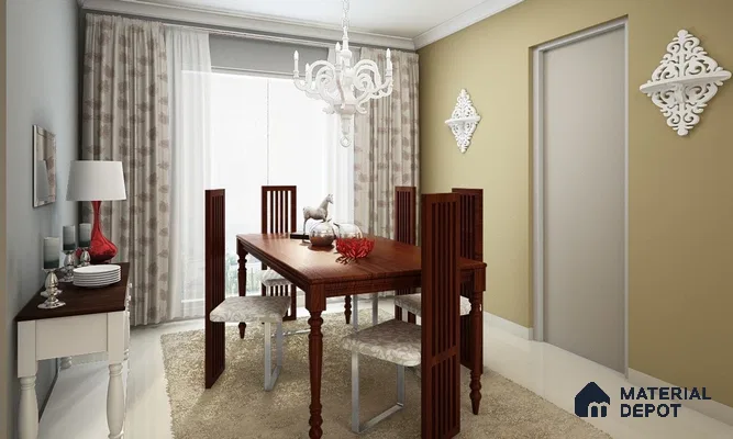 Chic 5-Seater Wooden Dining Set with White Chairs