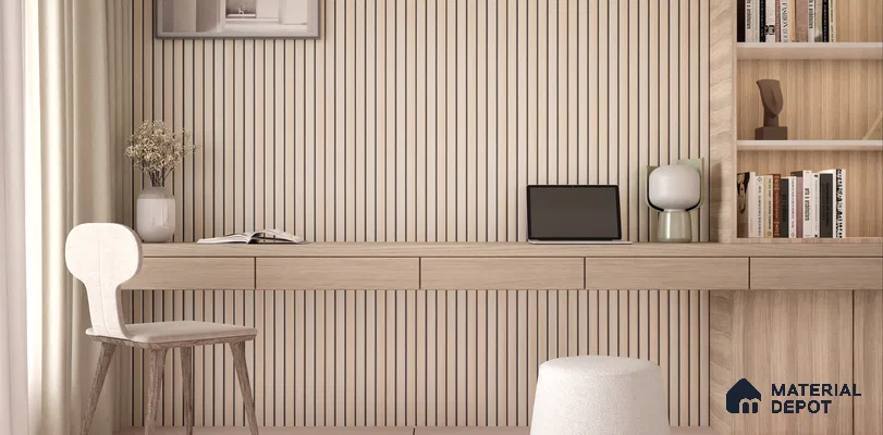 Beige Wooden Louver PN 00388 10 ft x 12 inch PVC Panel - 10 mm | Suitable for Feature Wall, TV Unit & Living Room | Width is Subjected to 5% Variation