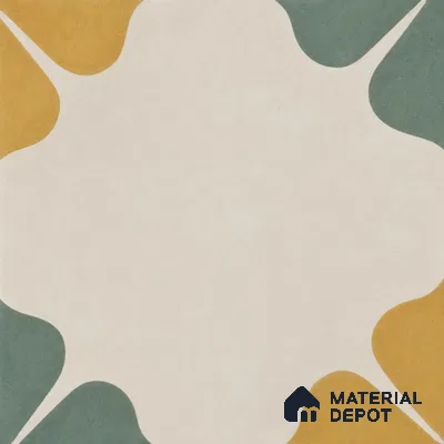 Athangudi Handmade Center Tile TL 10872 Marigold Clover 10 x 10 inch Concrete Pearl Finish - 18 mm | Suitable for Indoor Flooring in Living Room, Bedroom, Dining Area & Foyer
