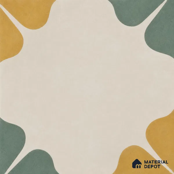 Athangudi Handmade Center Tile TL 10872 Marigold Clover 10 x 10 inch Concrete Pearl Finish - 18 mm | Suitable for Indoor Flooring in Living Room, Bedroom, Dining Area & Foyer