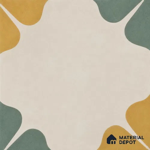 Athangudi Handmade Center Tile TL 10872 Marigold Clover 10 x 10 inch Concrete Pearl Finish - 18 mm | Suitable for Indoor Flooring in Living Room, Bedroom, Dining Area & Foyer