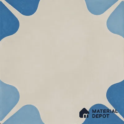 Athangudi Handmade Center Tile TL 10872 C Indigo Clover 10 x 10 inch Concrete Pearl Finish - 18 mm | Suitable for Indoor Flooring in Living Room, Bedroom, Dining Area & Foyer