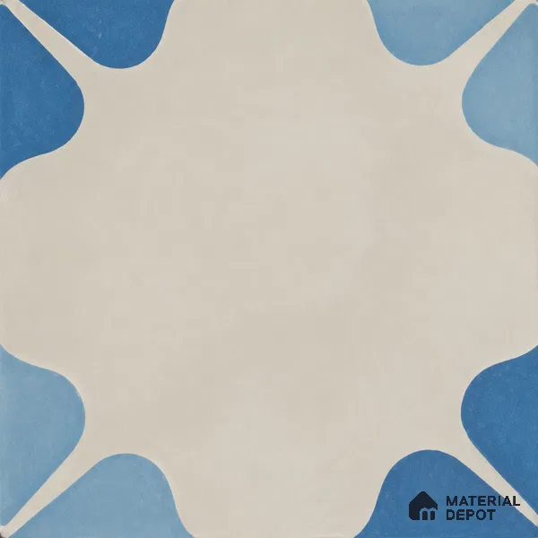 Athangudi Handmade Center Tile TL 10872 C Indigo Clover 10 x 10 inch Concrete Pearl Finish - 18 mm | Suitable for Indoor Flooring in Living Room, Bedroom, Dining Area & Foyer