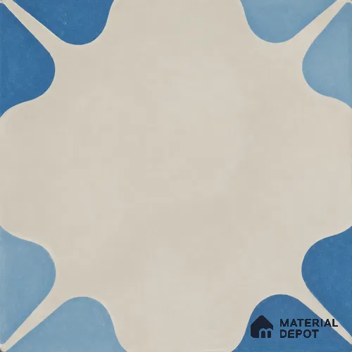Athangudi Handmade Center Tile TL 10872 C Indigo Clover 10 x 10 inch Concrete Pearl Finish - 18 mm | Suitable for Indoor Flooring in Living Room, Bedroom, Dining Area & Foyer