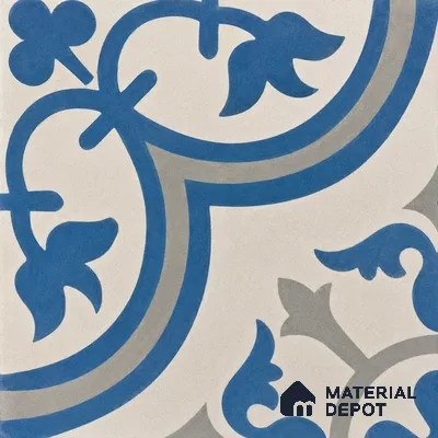 Athangudi Handmade Center Tile TL 10875 B Azure Courtyard Medallion 10 x 10 inch Concrete Pearl Finish - 18 mm | Suitable for Indoor Flooring in Living Room, Bedroom, Dining Area & Foyer