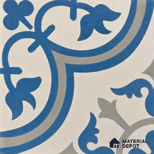 Athangudi Handmade Center Tile TL 10875 B Azure Courtyard Medallion 10 x 10 inch Concrete Pearl Finish - 18 mm | Suitable for Indoor Flooring in Living Room, Bedroom, Dining Area & Foyer
