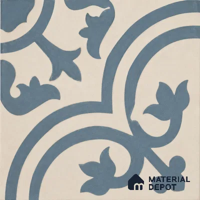 Athangudi Handmade Center Tile TL 10875 D Silver Arabesque 10 x 10 inch Concrete Pearl Finish - 18 mm | Suitable for Indoor Flooring in Living Room, Bedroom, Dining Area & Foyer