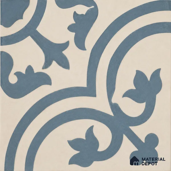 Athangudi Handmade Center Tile TL 10875 D Silver Arabesque 10 x 10 inch Concrete Pearl Finish - 18 mm | Suitable for Indoor Flooring in Living Room, Bedroom, Dining Area & Foyer