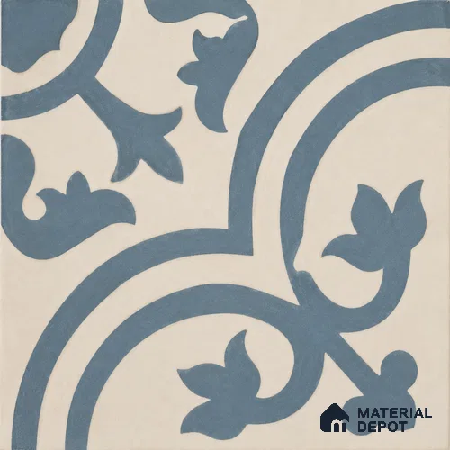 Athangudi Handmade Center Tile TL 10875 D Silver Arabesque 10 x 10 inch Concrete Pearl Finish - 18 mm | Suitable for Indoor Flooring in Living Room, Bedroom, Dining Area & Foyer