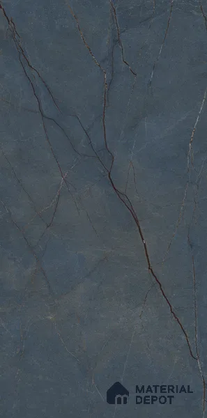 Marble Bardiglio Wall & Floor Tile TL 05612 E Steel Blue 4 ft x 2 ft Matte Finish Vitrified Tile - 9 mm | 6 Random Designs | Suitable For Living Room, Bedroom, Kitchen