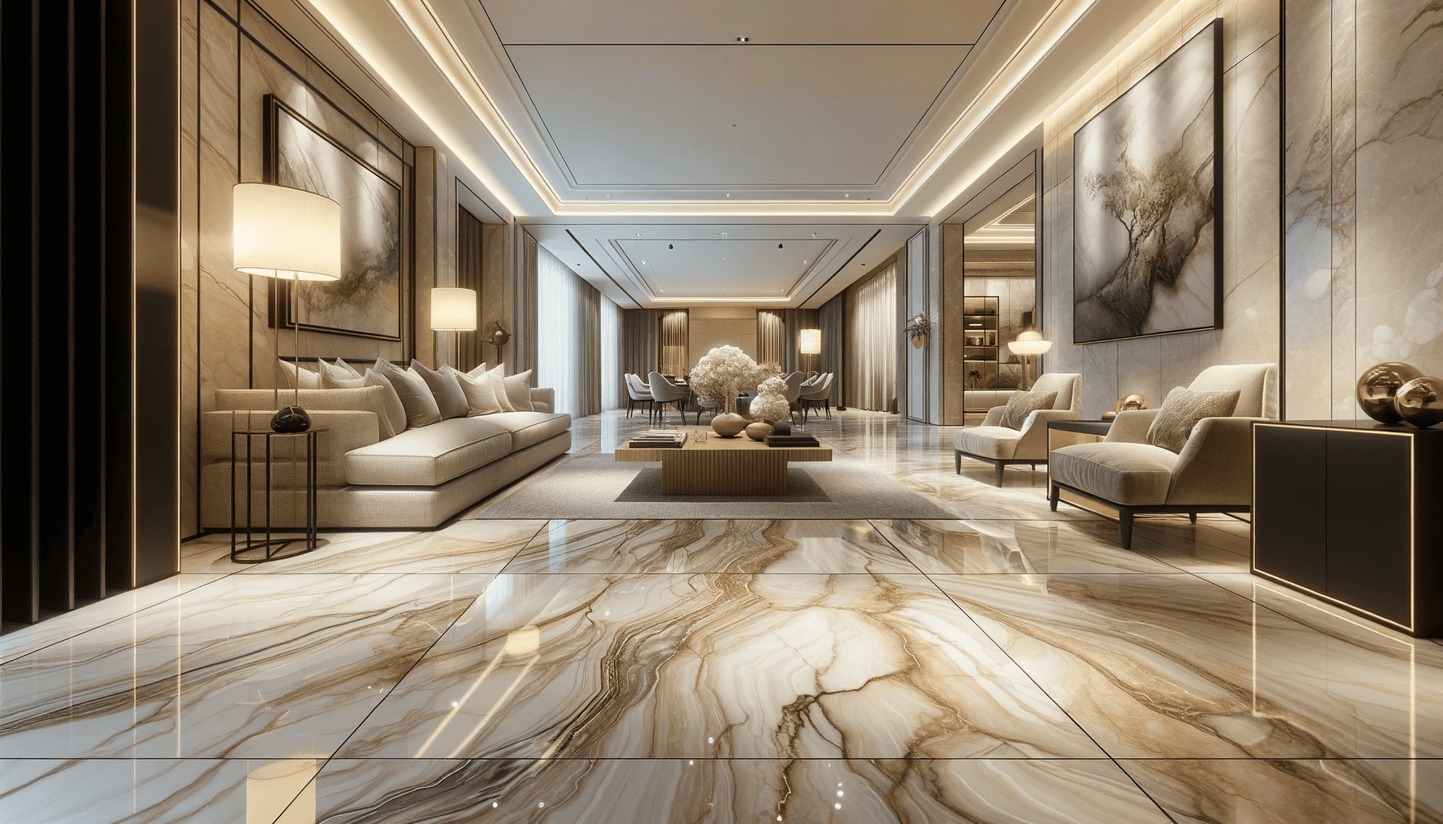 Marble Look Tiles for Living Room, Bedroom, Bathroom